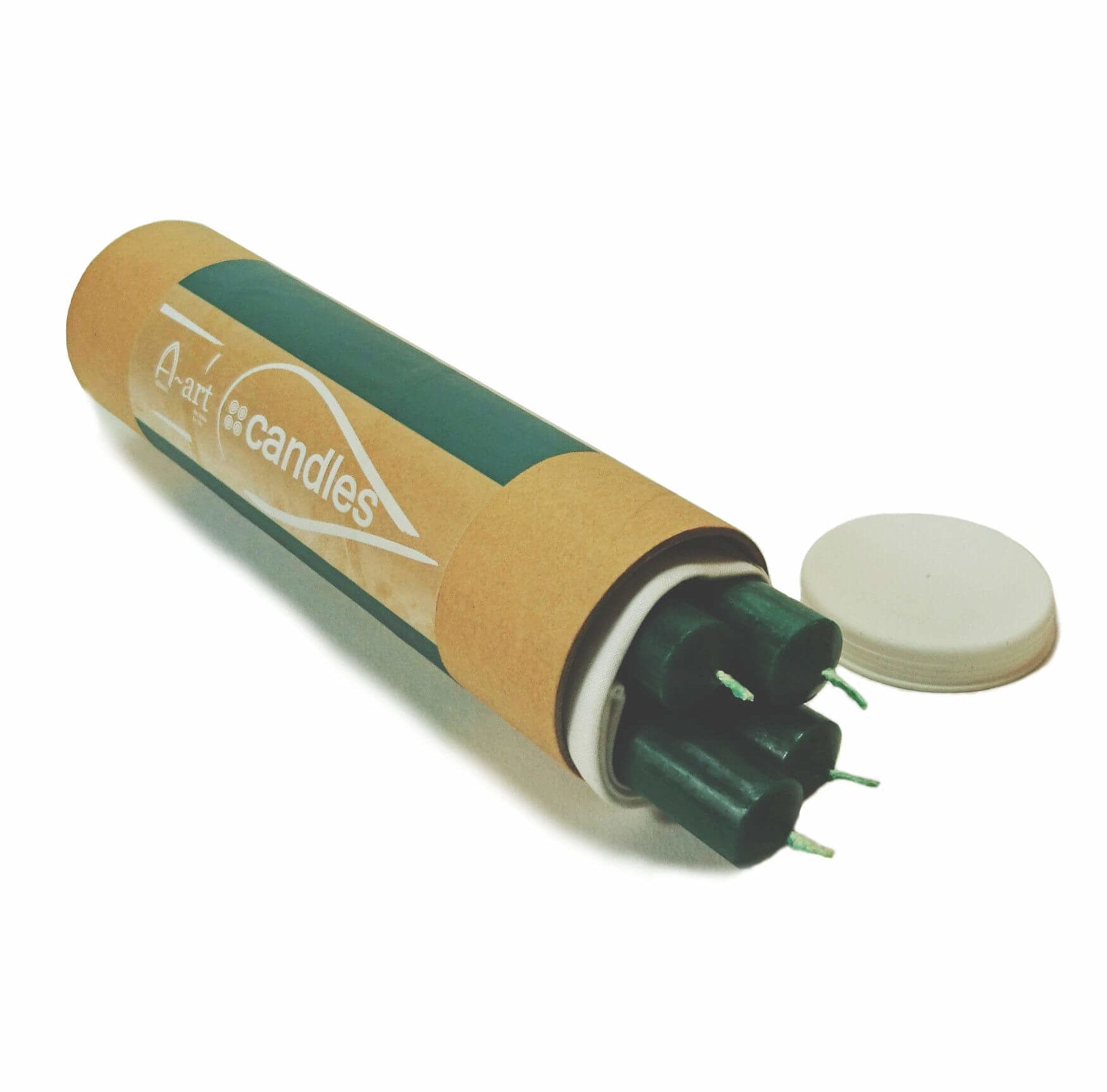 four-forest-green-candles-in-storage-tube