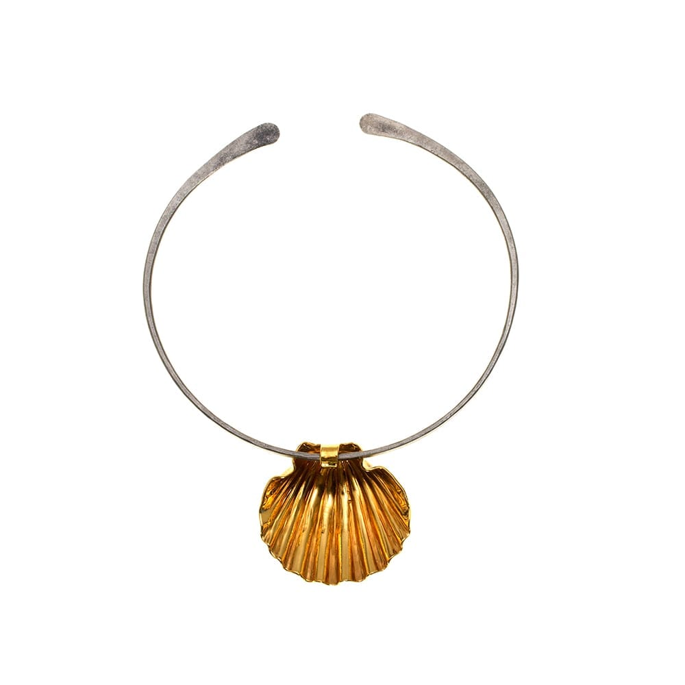 Statement Shell Gold on pure Titanium Choker by Atkinson-art, Cornwall ,England, UK