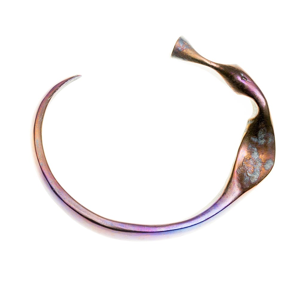 Seahorse Golden Purple No:8 Forged Titanium bracelet by Atkinson-art, Cornwall, England, UK