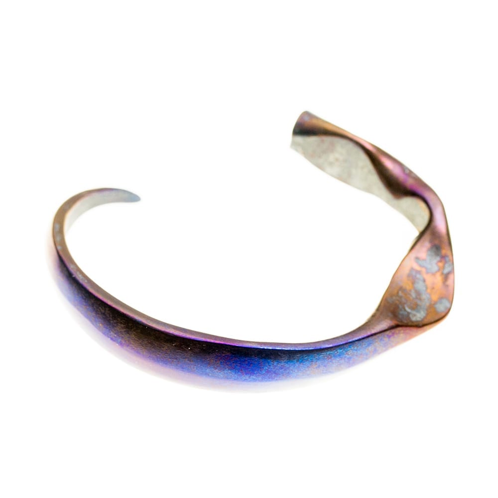 Seahorse Golden Purple No:8 Forged Titanium bracelet by Atkinson-art, Cornwall, England, UK
