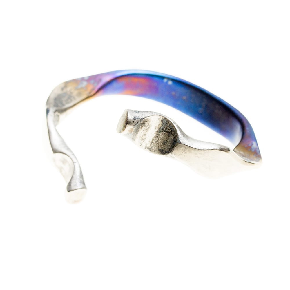 Viking Dragon Super Electric Blue VIII Forged Titanium bracelet by Atkinson-art, Cornwall, England, UK