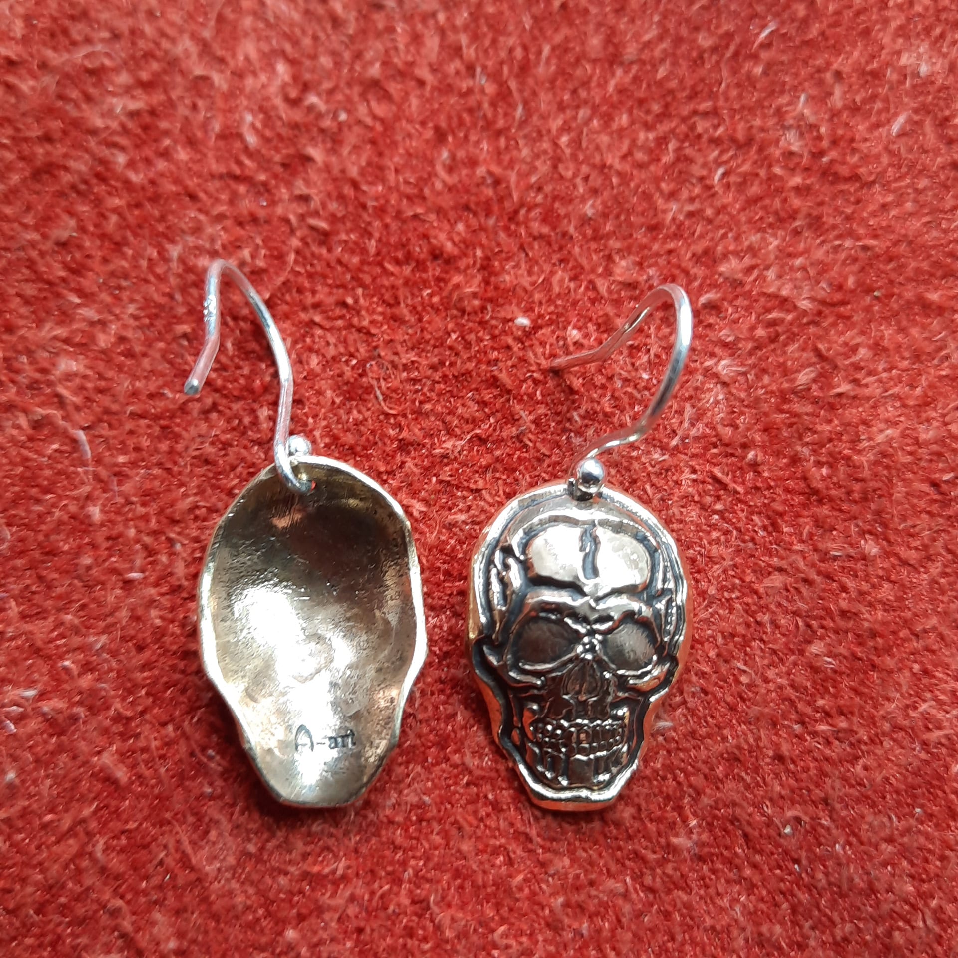 Skull Earrings - Bronze, Forged by Hand - Atkinson-art, Bodmin Moor, Cornwall - atkinson-art.co.uk