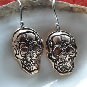 Skull Earrings - Bronze, Forged by Hand - Atkinson-art, Bodmin Moor, Cornwall - atkinson-art.co.uk