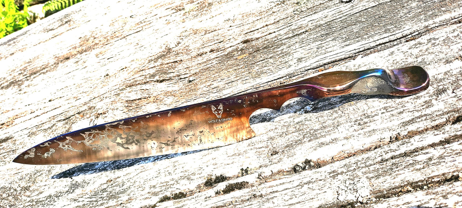 Uther Pendragon 200 Blue - Not Dead Yet - Cornish Chef Knives for Valhalla - Forged by Hand on Bodmin Moor, one piece of recycled High Carbon Steel, Balanced, Sharp as a Razor - Wolf and Dingo.co.uk